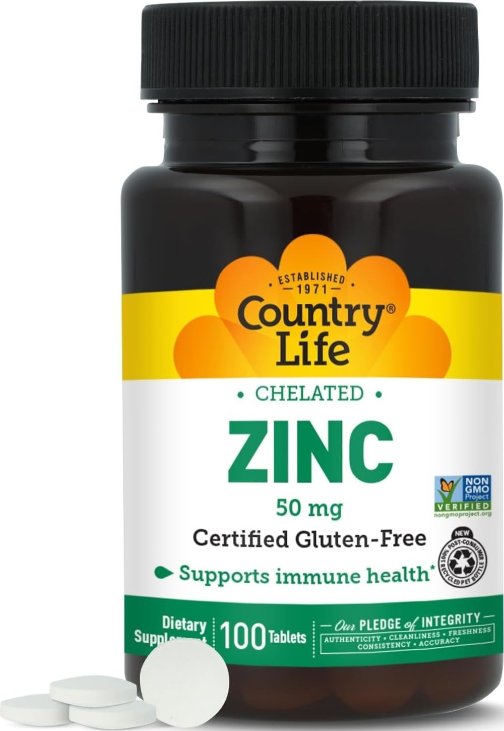 Country Life Chelated Zinc 50 mg Tablet 100 Tablets