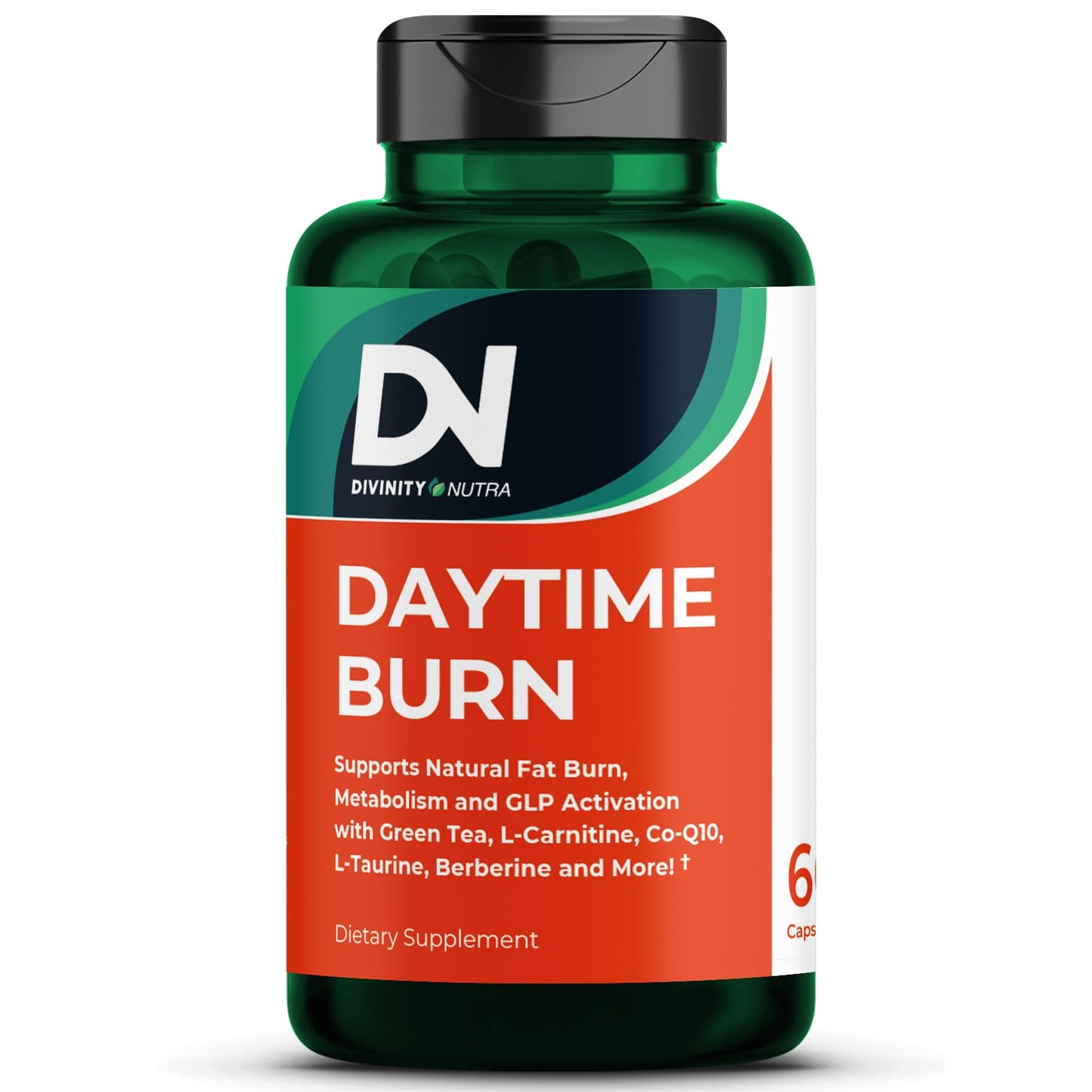 Divinity Nutra Daytime Fat Burner Supplement for Men & Women, with Green Tea Extract, CoQ10, Turmeric, Berberine, Bitter Melon, Metabolism & Appetite Support, 60 Capsules