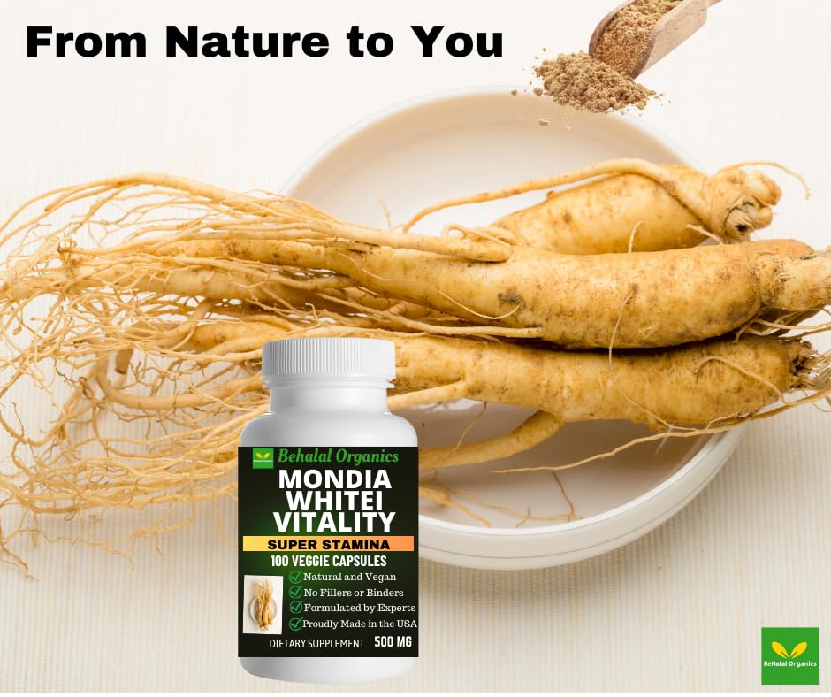 Behalal Organics Mondia Whitei Natural Pure Supplement Capsule 100 Count