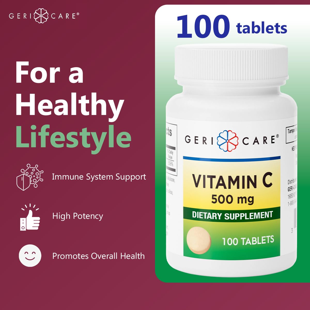 GeriCare Vitamin C 500 mg Tablet 100 Count