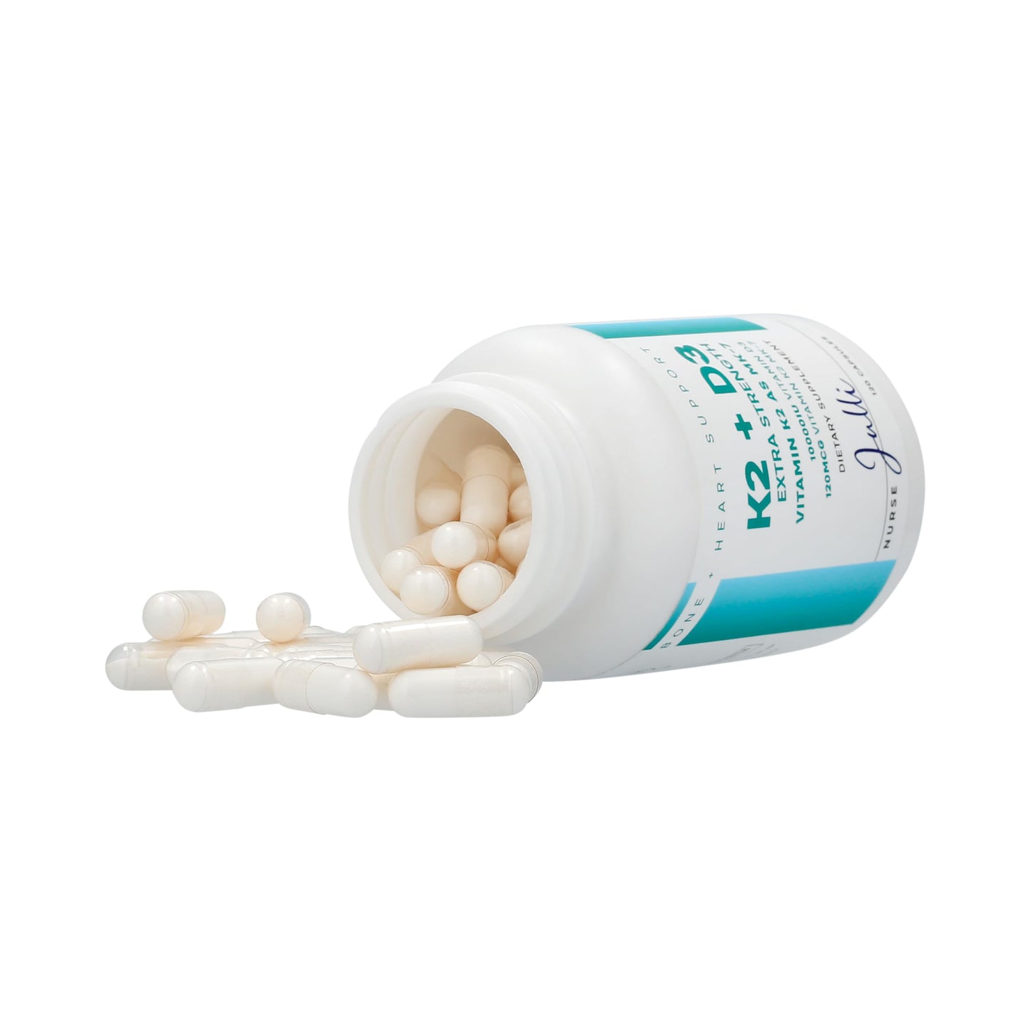 Nurse Julli Vitamin K2 + D3 Extra Strength Supplement Capsules - 120 Count