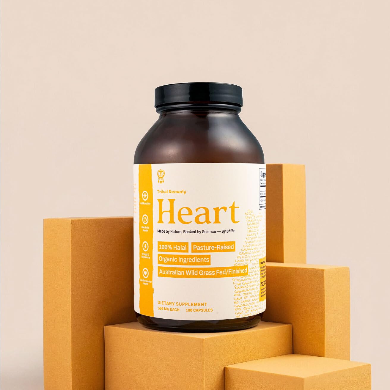 Tribal Remedy Pure Australian Beef Heart Supplement Capsules, 180 Count
