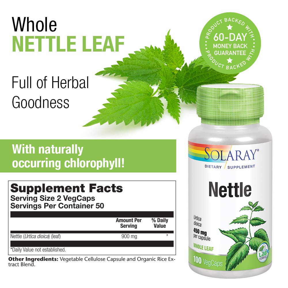 Solaray Nettle Leaf 900 mg Capsule, 100 VegCaps