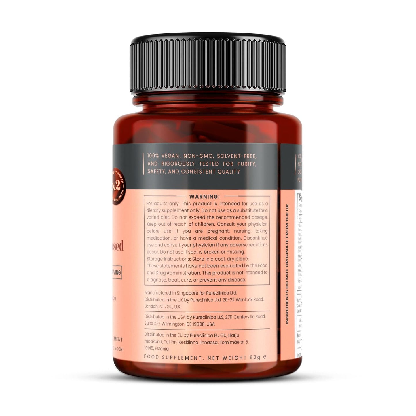 pureclinica Double Strength D3 + K2 Complex Vegan Softgels, 90 Count
