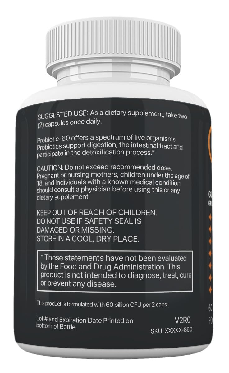 Zonata Gut Health Extreme Probiotics, Prebiotics, Digestion Support, 60 Billion CFU, 60 Capsules