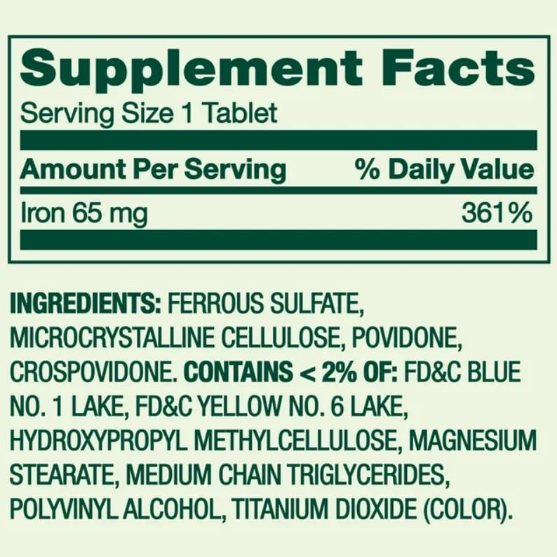 Generic Iron General Dietary Supplement 65 mg Tablets, 100 Count