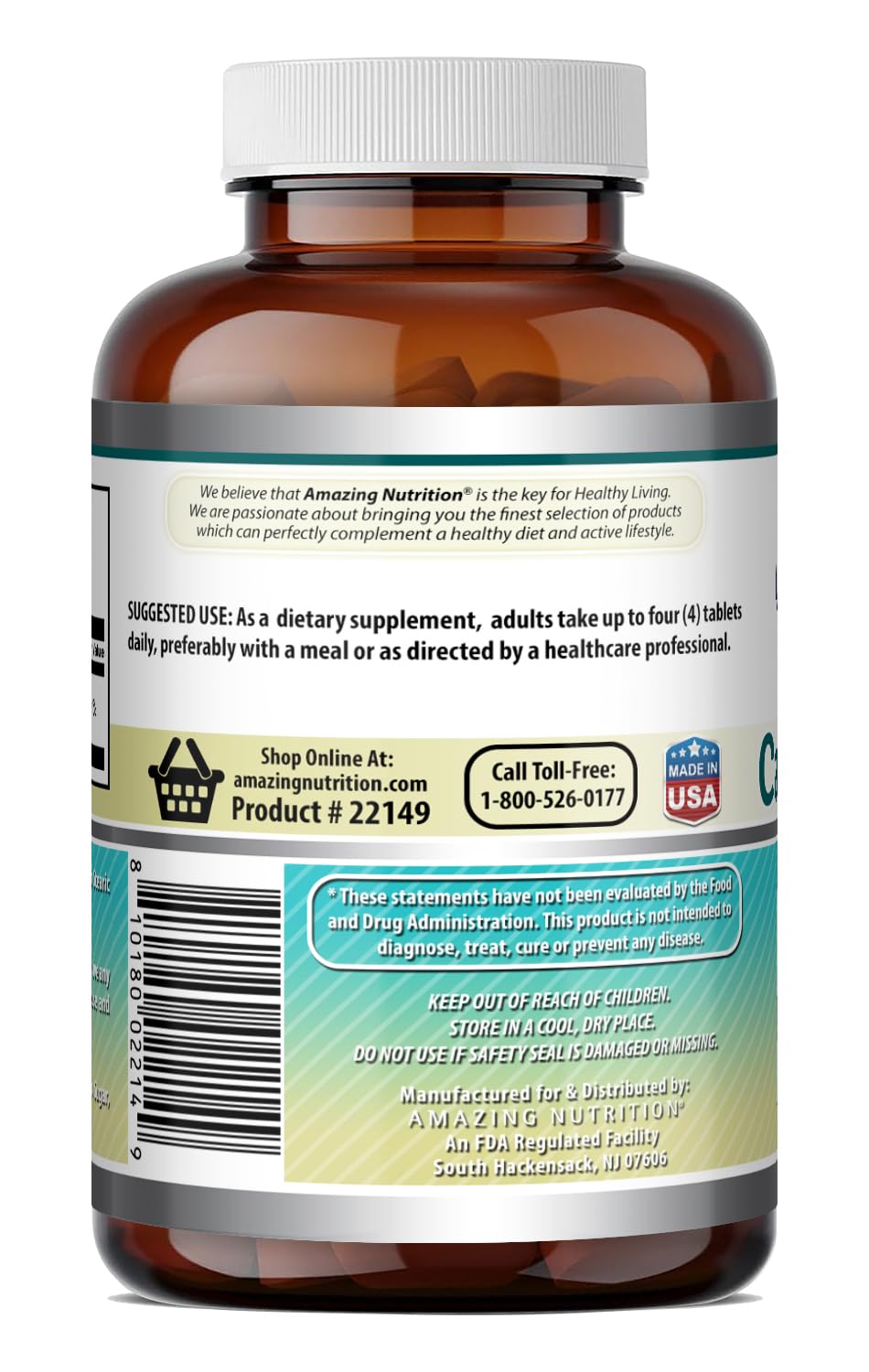 Amazing Nutrition Calcium Citrate 1000 mg Tablets, 240 Tablets