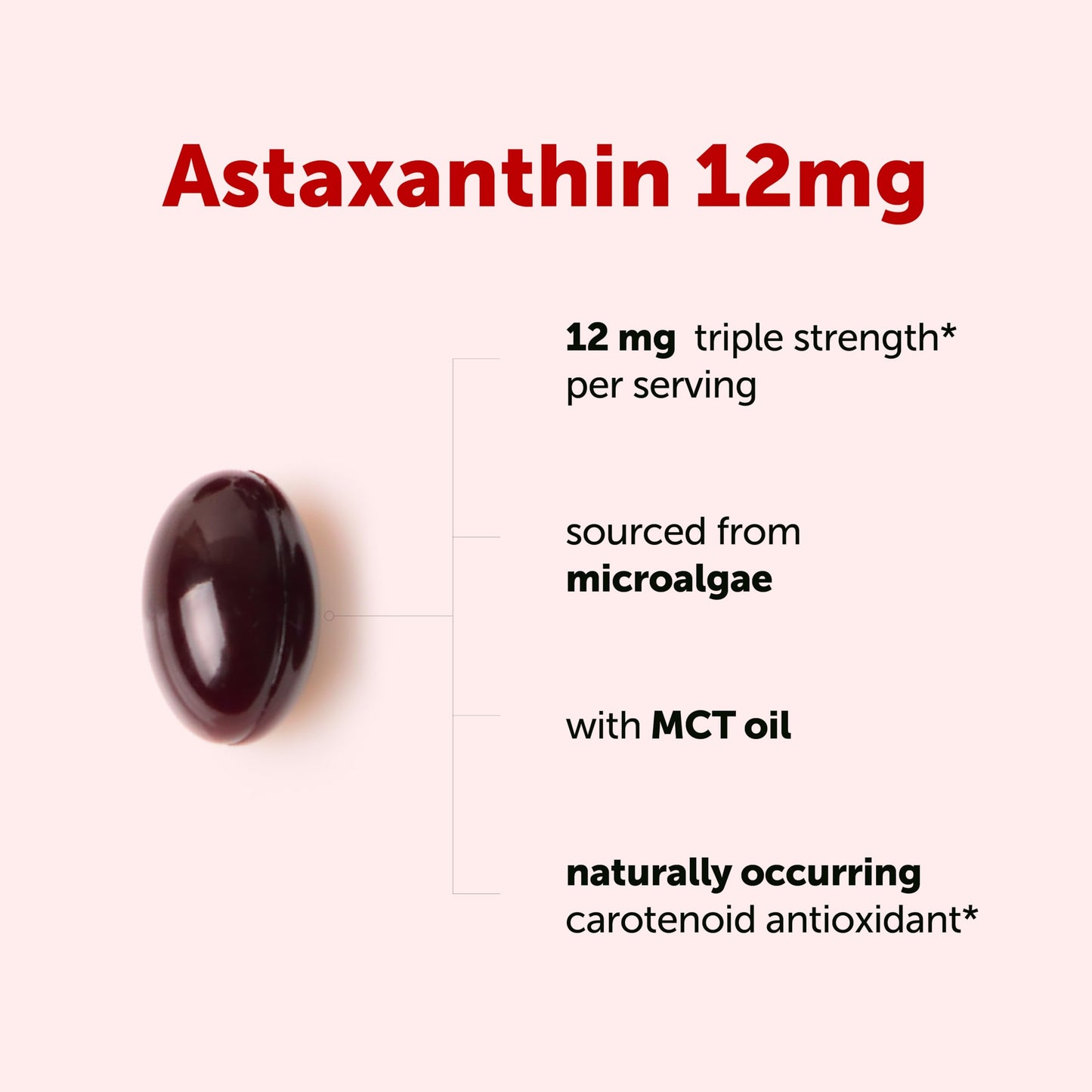 Micro Ingredients Astaxanthin 12mg with MCT Oil Softgels, 90 Count