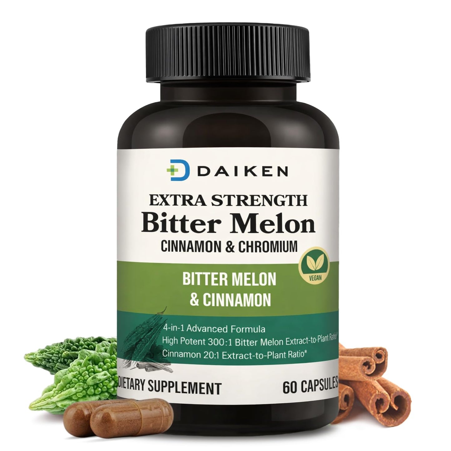 DAIKEN Bitter Melon Cinnamon & Chromium Capsules, 60 Capsules
