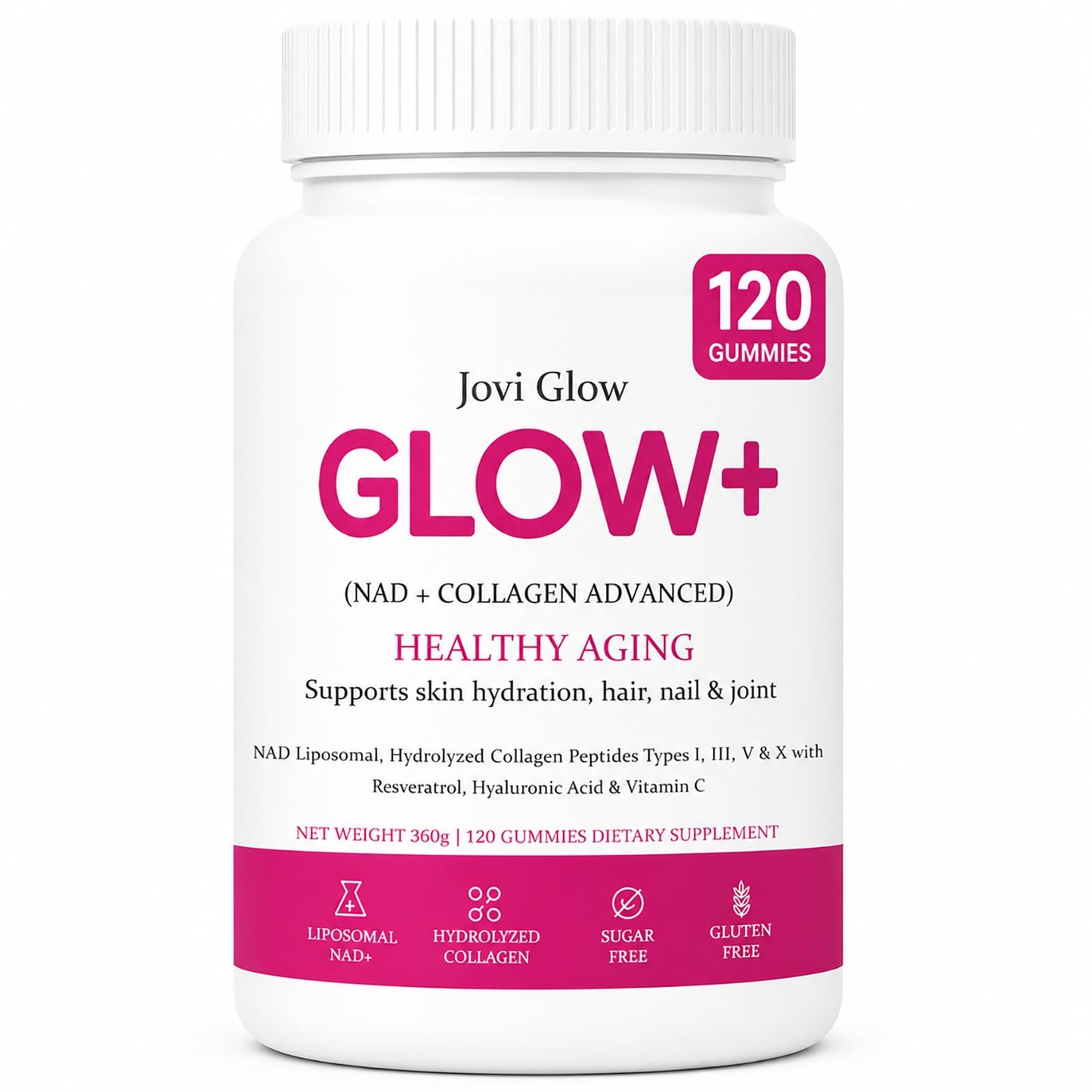 Jovi Glow NAD+ & Collagen Gummies, 120 Count