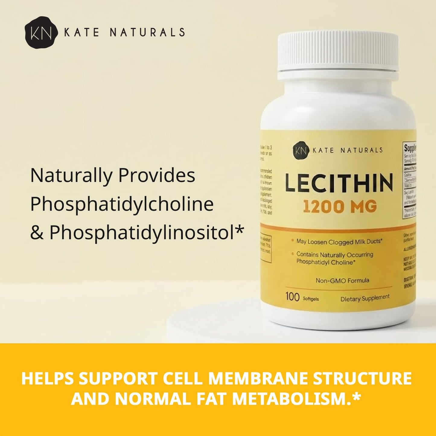 Kate Naturals Soy Lecithin 1200mg Softgels, 100 Count