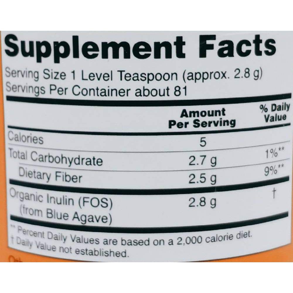 NOW Foods Inulin Prebiotic FOS Powder, 16 Ounces
