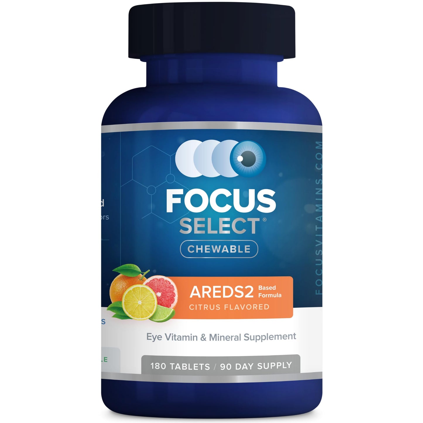 Focus Vision Supplements Focus Select AREDS2-Based Citrus Flavored Eye Vitamins Chewable, 180 Count