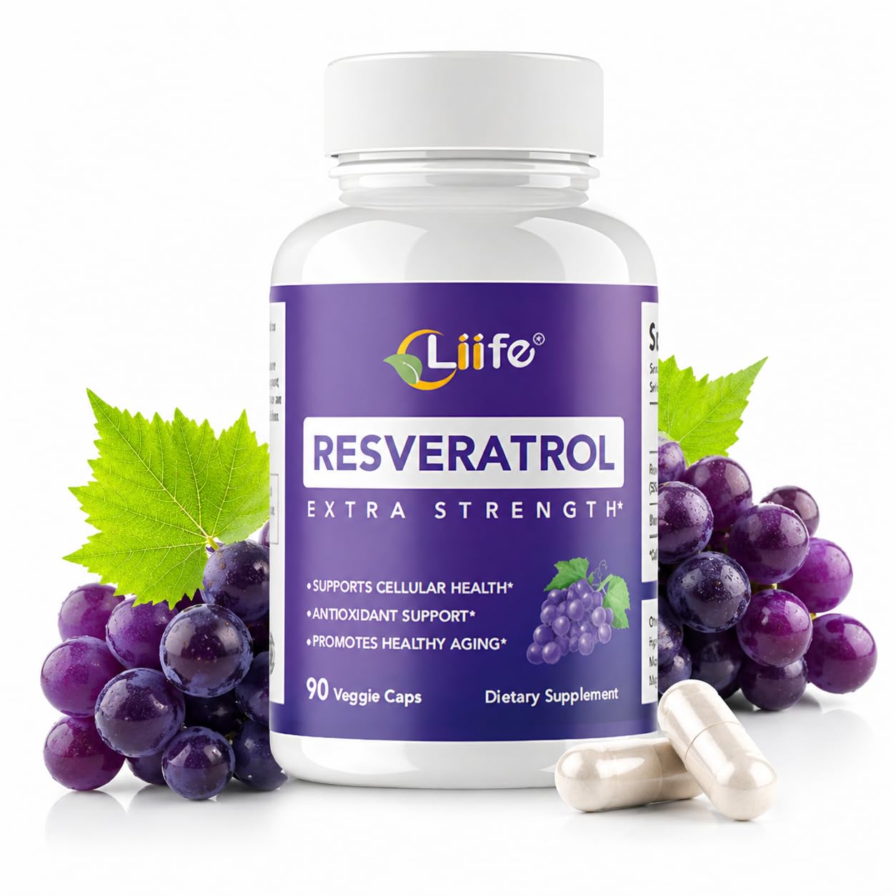 LIIFE Resveratrol Supplement with Trans-Resveratrol & Black Pepper Extract Softgel 90 Count