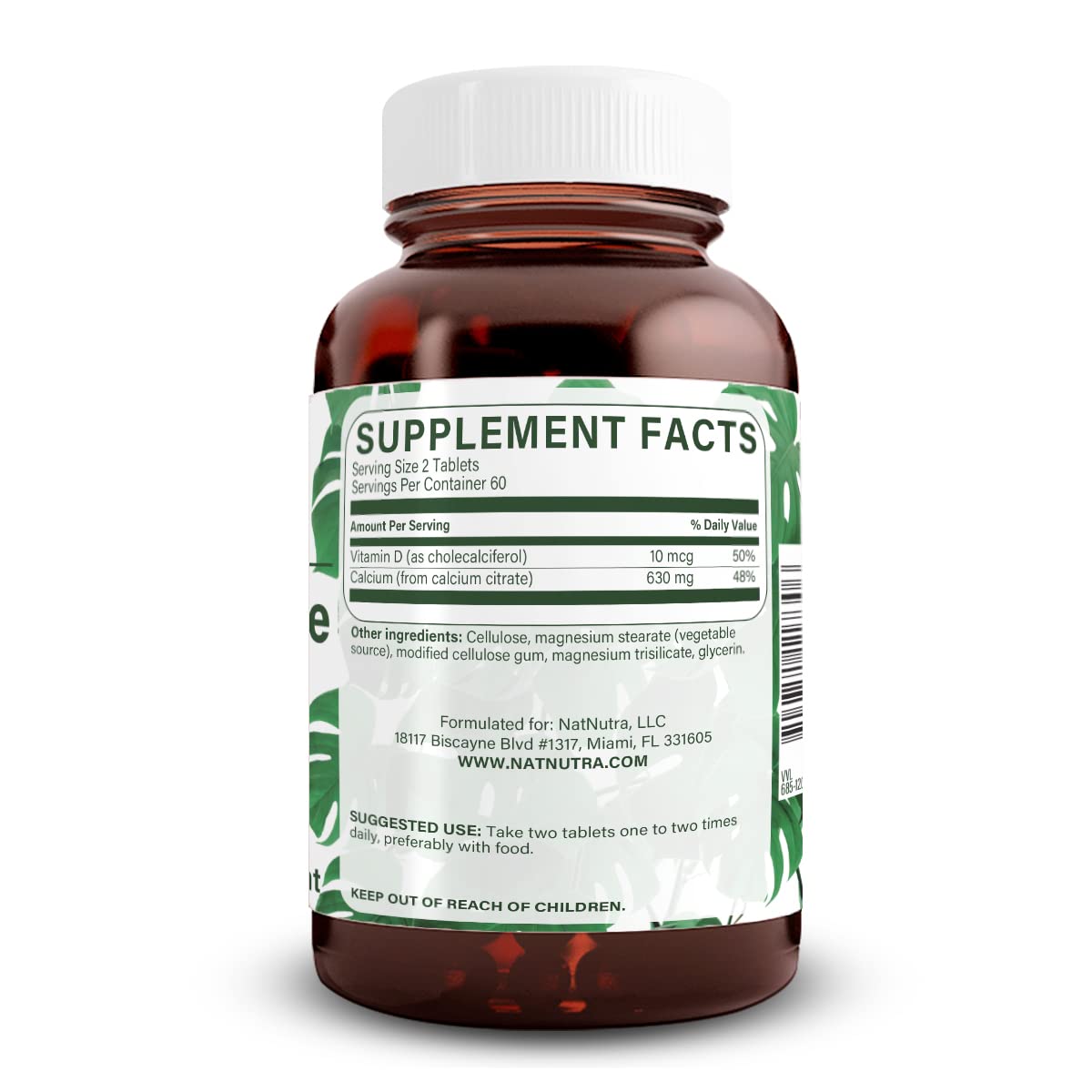 Natural Nutra Calcium Citrate with Vitamin D3 Tablets, 120 Count