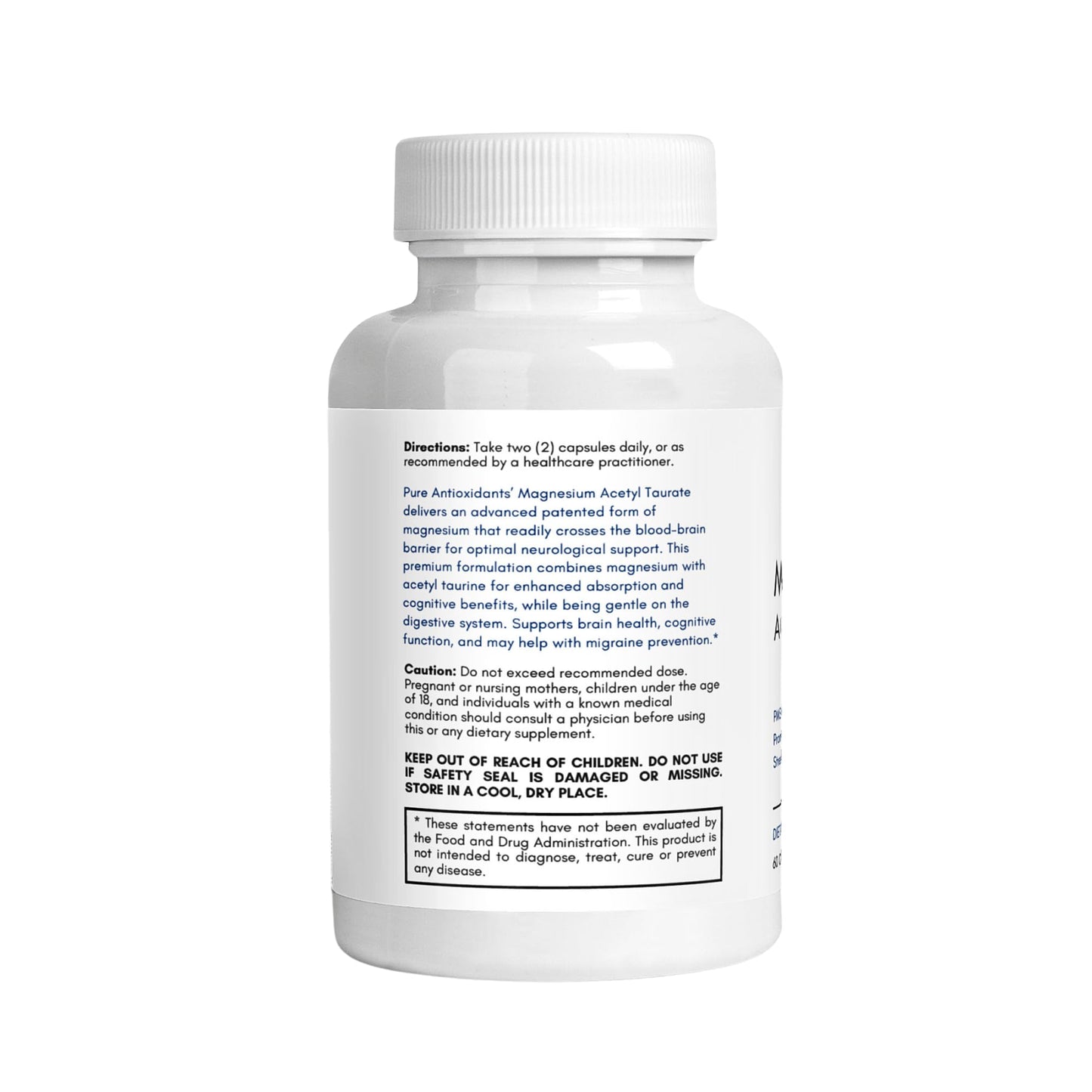 Pure Antioxidants Magnesium Acetyl Taurate 700mg Capsule, 60 Capsules