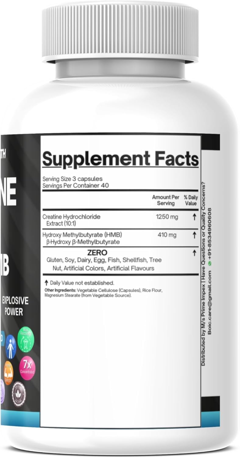 BOIC Creatine HCl + HMB Capsules, 120 Count