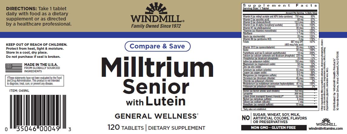 Windmill Milltrium Senior Tablet 120 Count