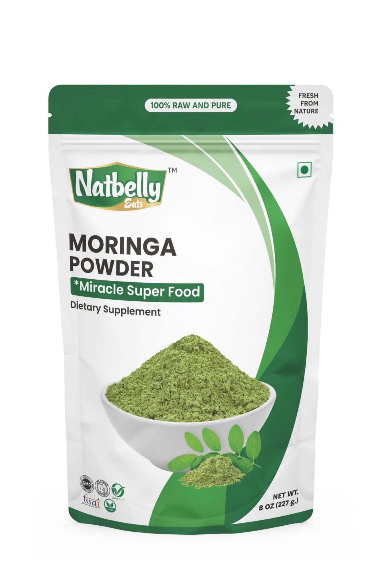 NATBELLY EATS Moringa Leaf Powder, Powder, 8 oz