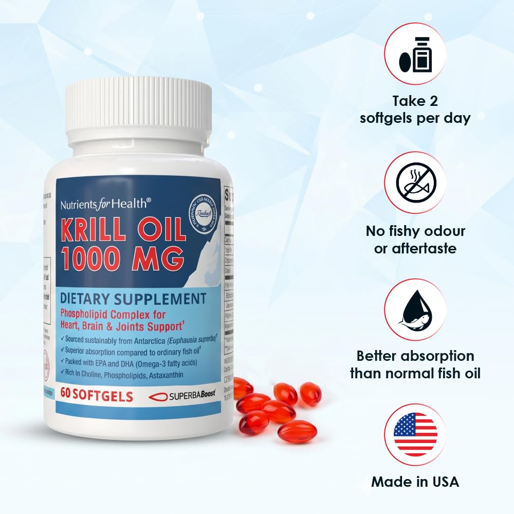 Rawleigh Superba Boost Antarctic Krill Oil 1000mg Softgel, 60 Count