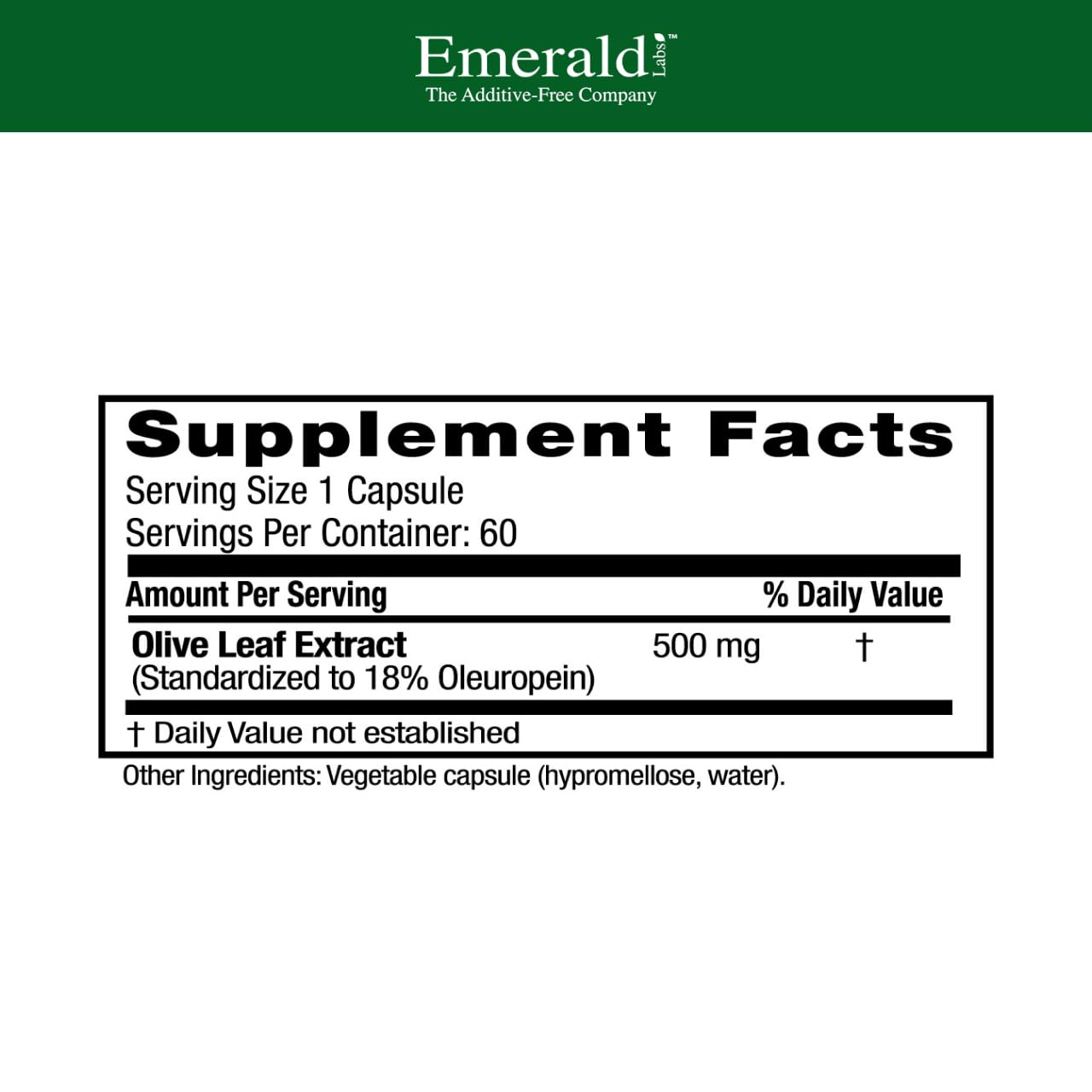 Emerald Labs Mediterranean Olive Leaf 500mg Capsules 60 Count