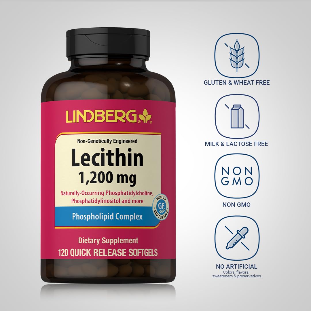 Lindberg Lecithin 1200mg Supplement Softgel Capsules 120