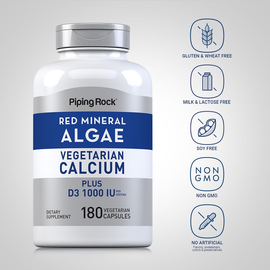 Piping Rock Red Mineral Algae Vegetarian Calcium 180 Capsules