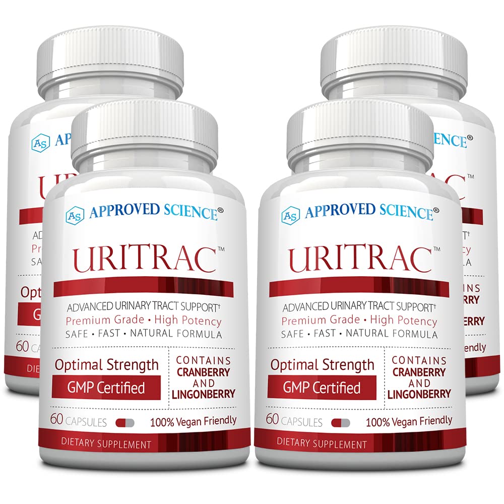 Approved Science Uritrac UTI Support Cranberry D-Mannose Lingonberry Capsules, 60 Capsules per Bottle, 6-Pack