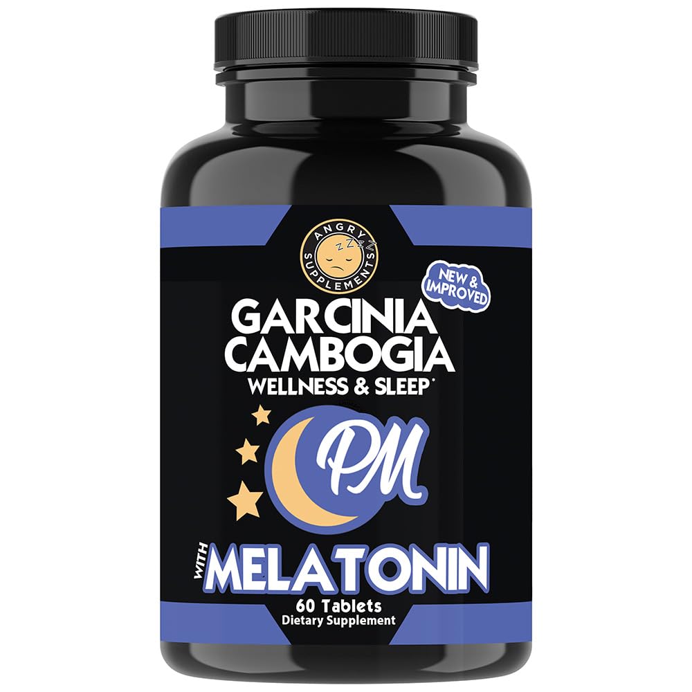 Angry Supplements Garcinia Cambogia PM Weight Loss Sleep Support with Valerian Root & Melatonin, Tablet, 60 Count