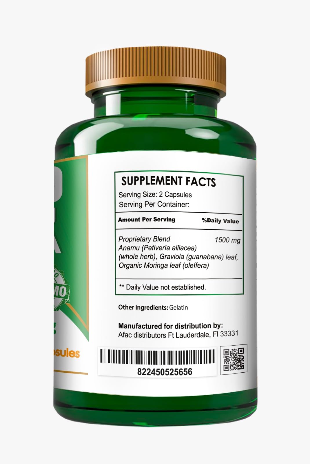 VITAMISAN Graviola Soursop Annona muricata Anamu Moringa Green Superfood for Antioxidant Support Capsules 120