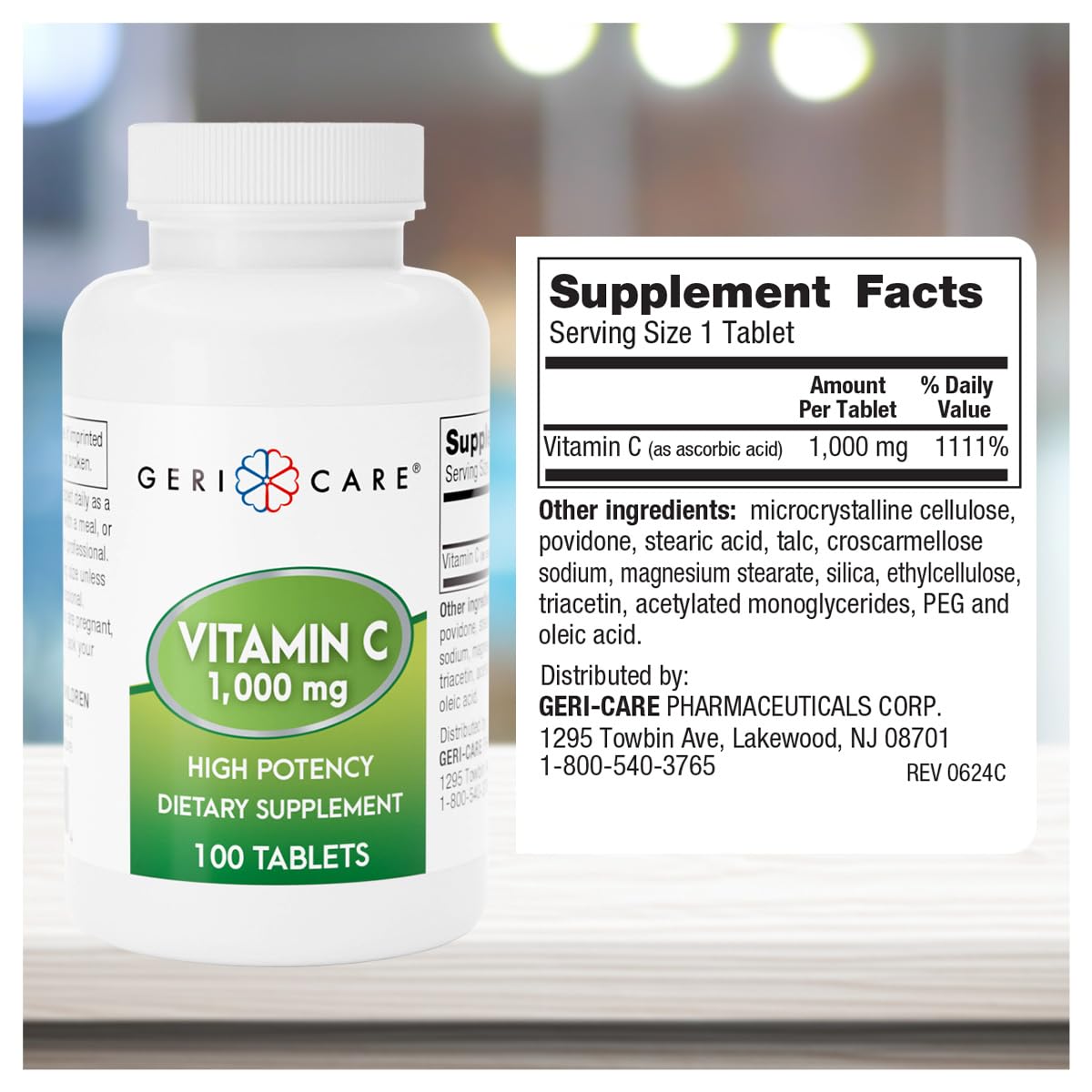 GeriCare Vitamin C 1000 mg Tablet, 100 Tablets
