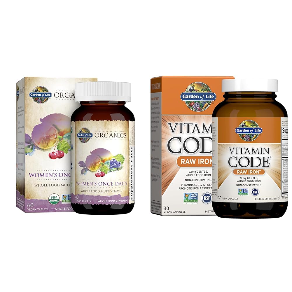 Garden of Life Women's Organics Once Daily Multivitamin with Vitamin Code Raw Iron Capsules, 90 Count