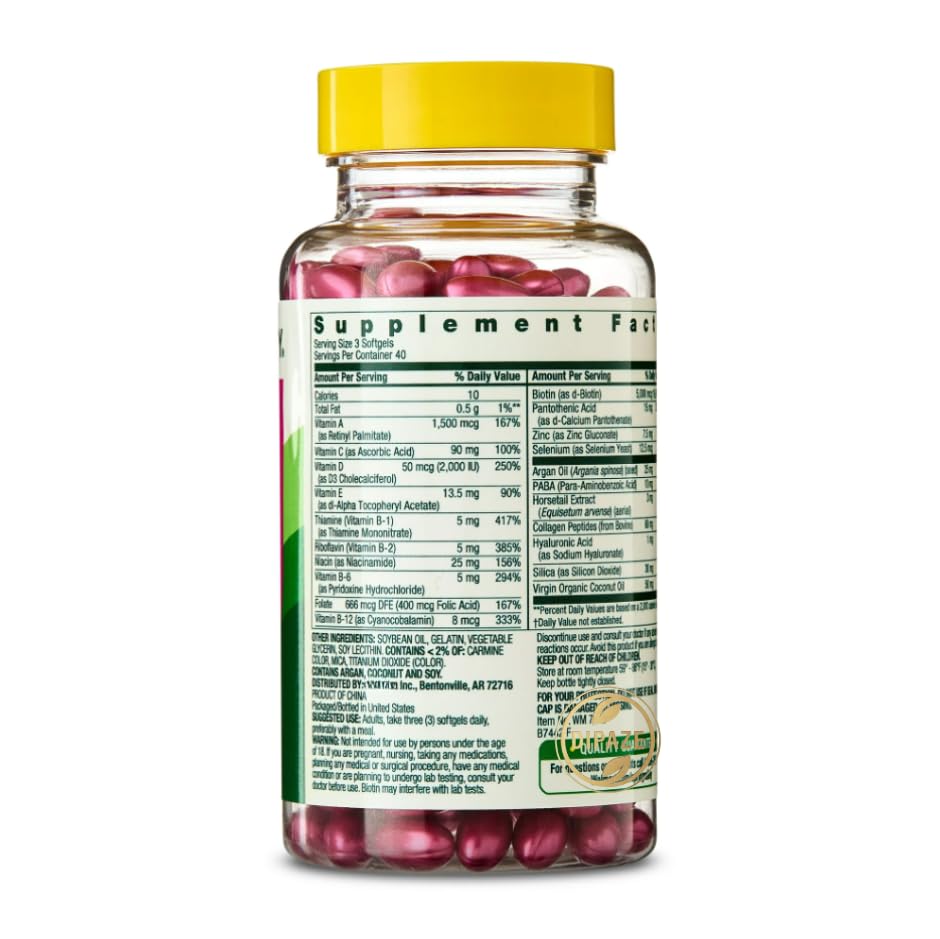 Generic Hair, Skin & Nails Dietary Supplement Biotin 5000 mcg Capsules, 120 Count