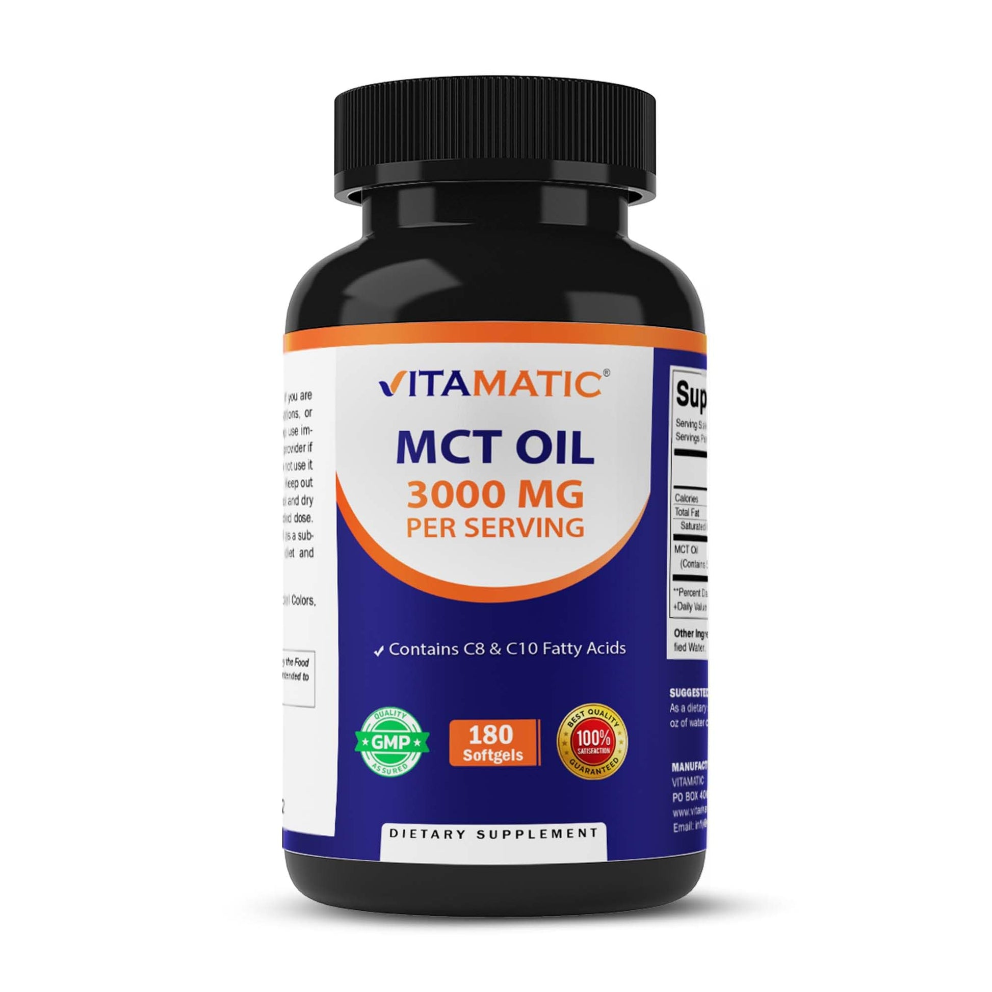 Vitamatic MCT Oil 3000 mg per Serving Softgels 180 Count