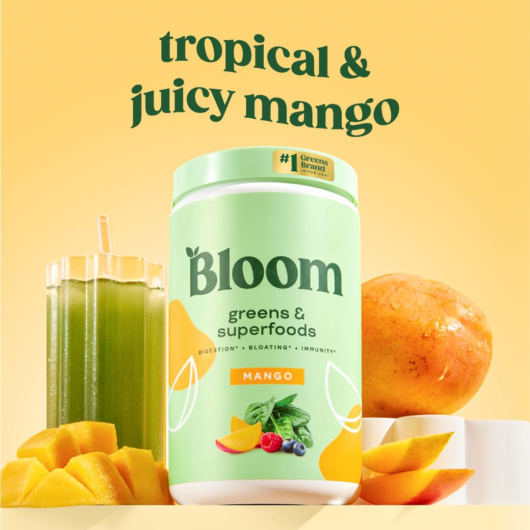 Bloom Nutrition Superfood Greens Powder Mango, 60 Servings