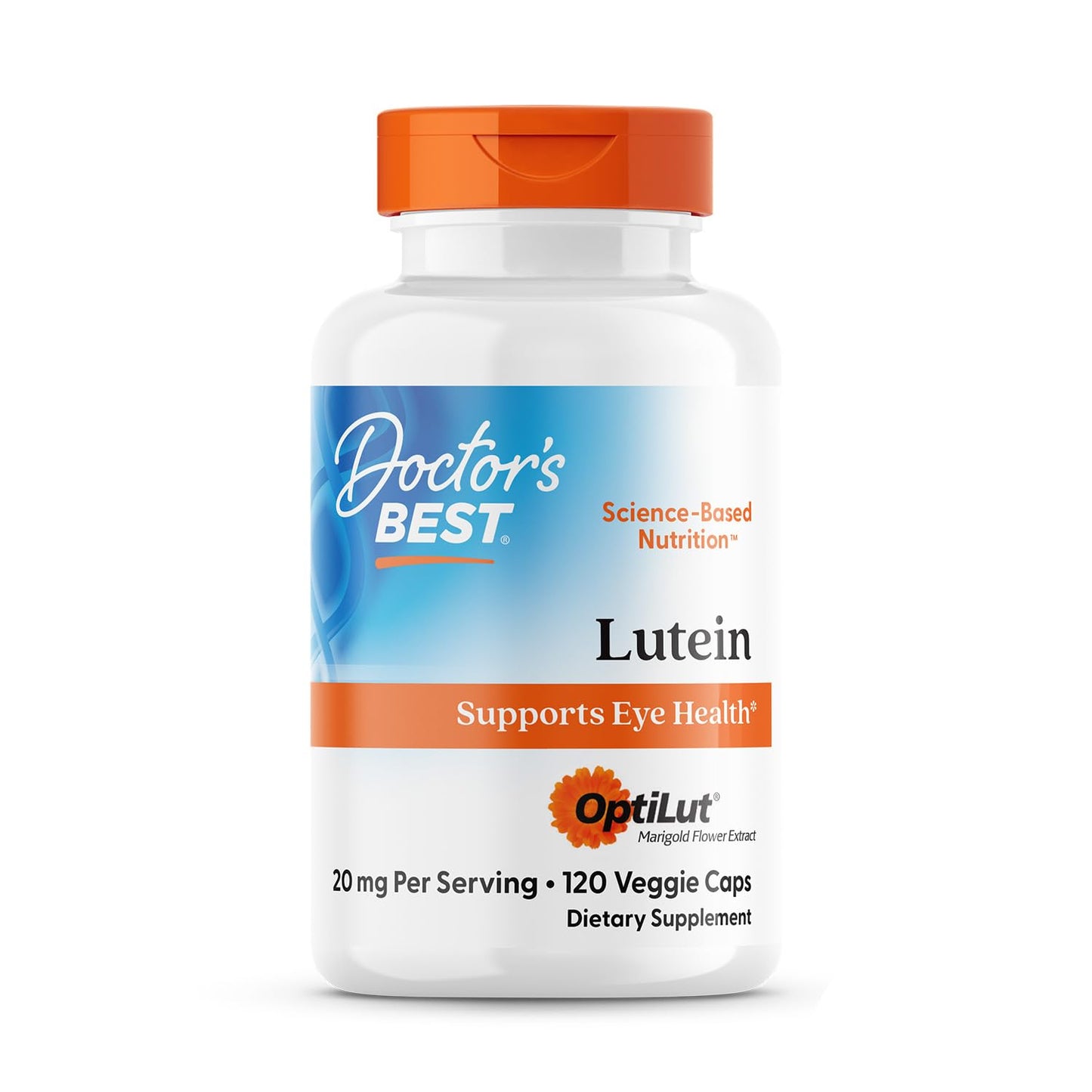 Doctor's Best Lutein Supplement 20mg with Trans Zeaxanthin Veggie Caps, 120 Count