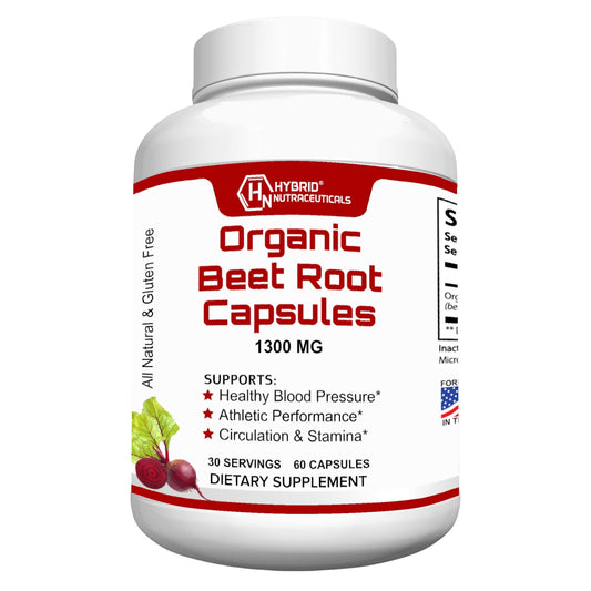 Hybrid Nutraceuticals Organic Beet Root Capsules 1300mg, 60 Capsules