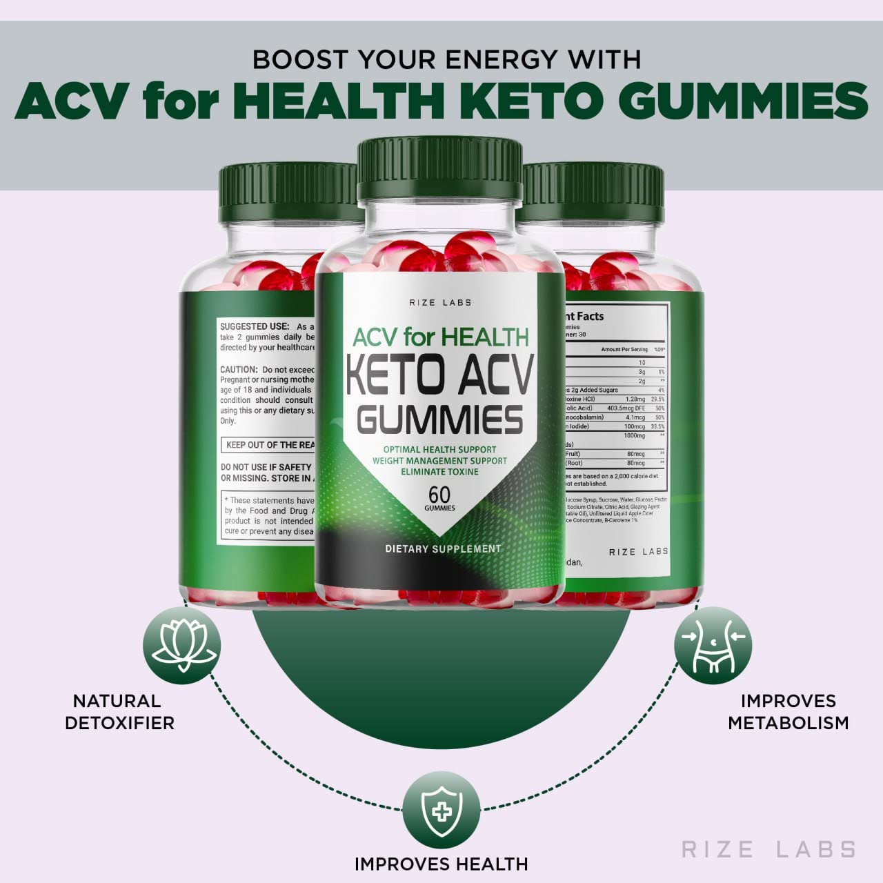 Rize Labs ACV for Health Keto Gummies 60