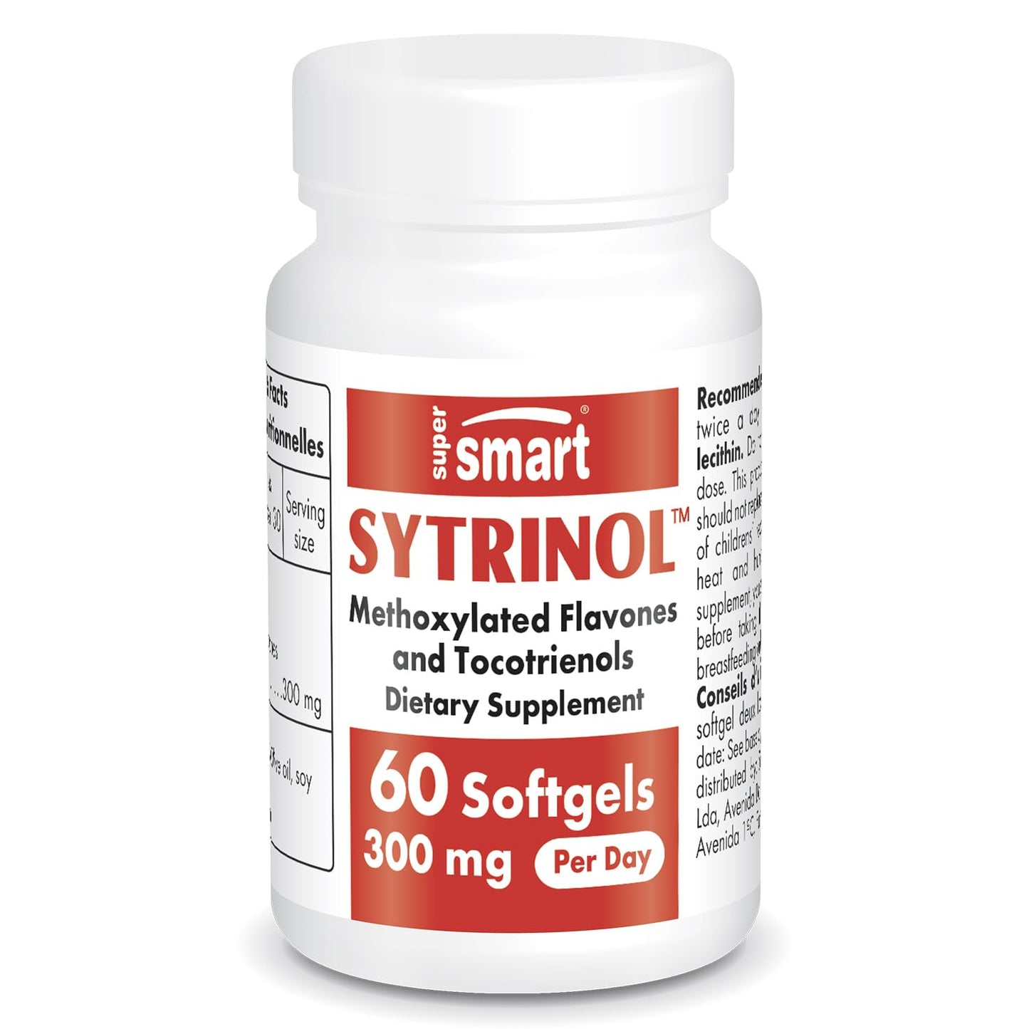 Supersmart Sytrinol Supplement 300mg per Day (High Absorption) - Citrus Bioflavonoids & Tocotrienols Complex - Palm Fruit Extract 60 Capsules