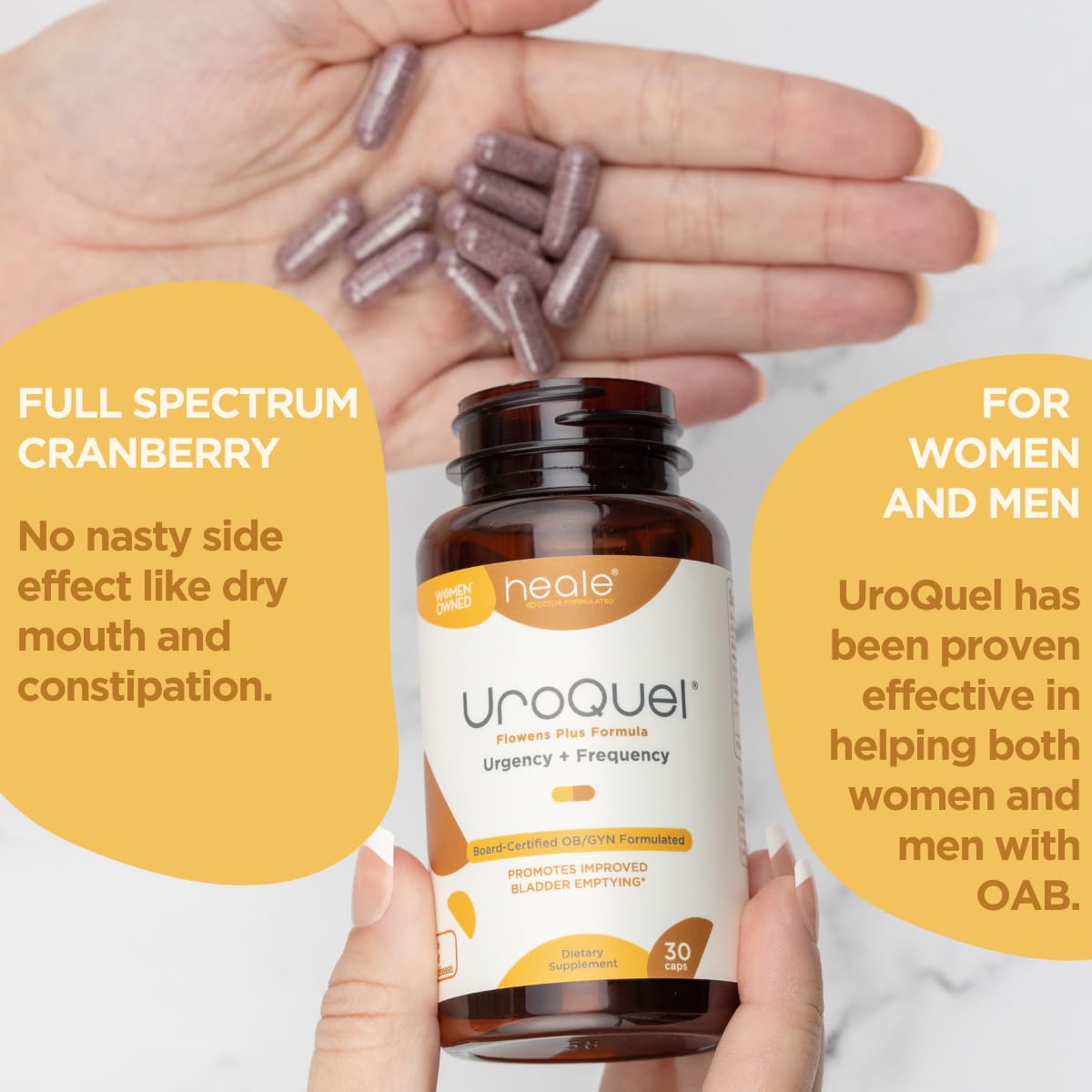 Heale Doctor Formulated UroQuel Natural Bladder Control Cranberry Supplement Capsules 30