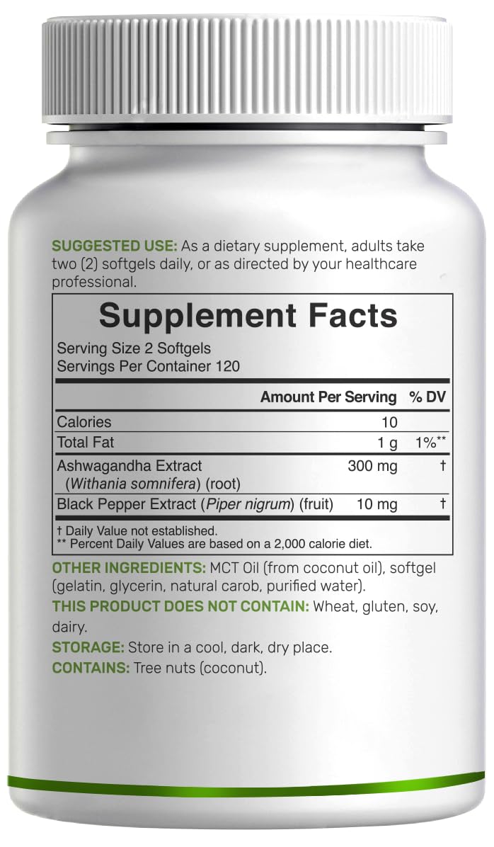 DEAL SUPPLEMENT Ashwagandha Extract with Black Pepper Extract Softgels 240 Count