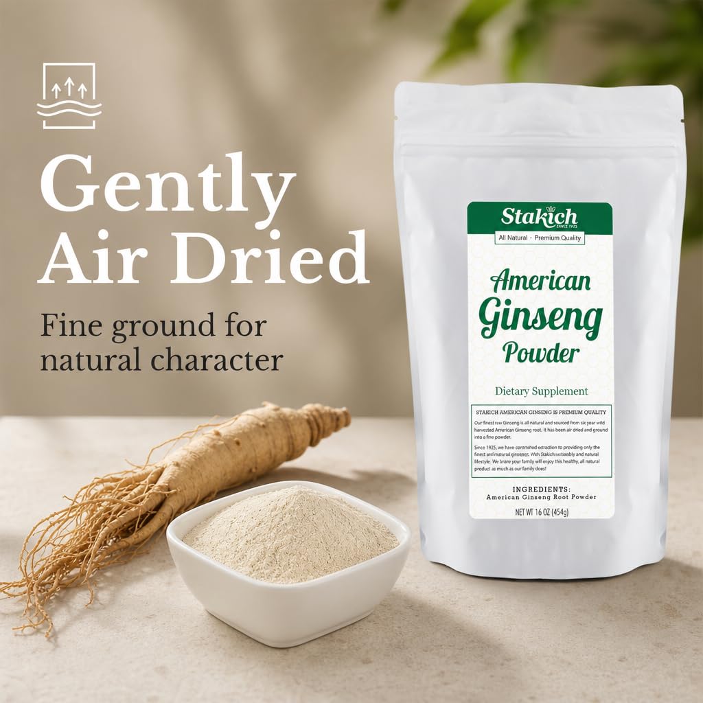 Stakich American Ginseng Root Powder, 16 Ounces