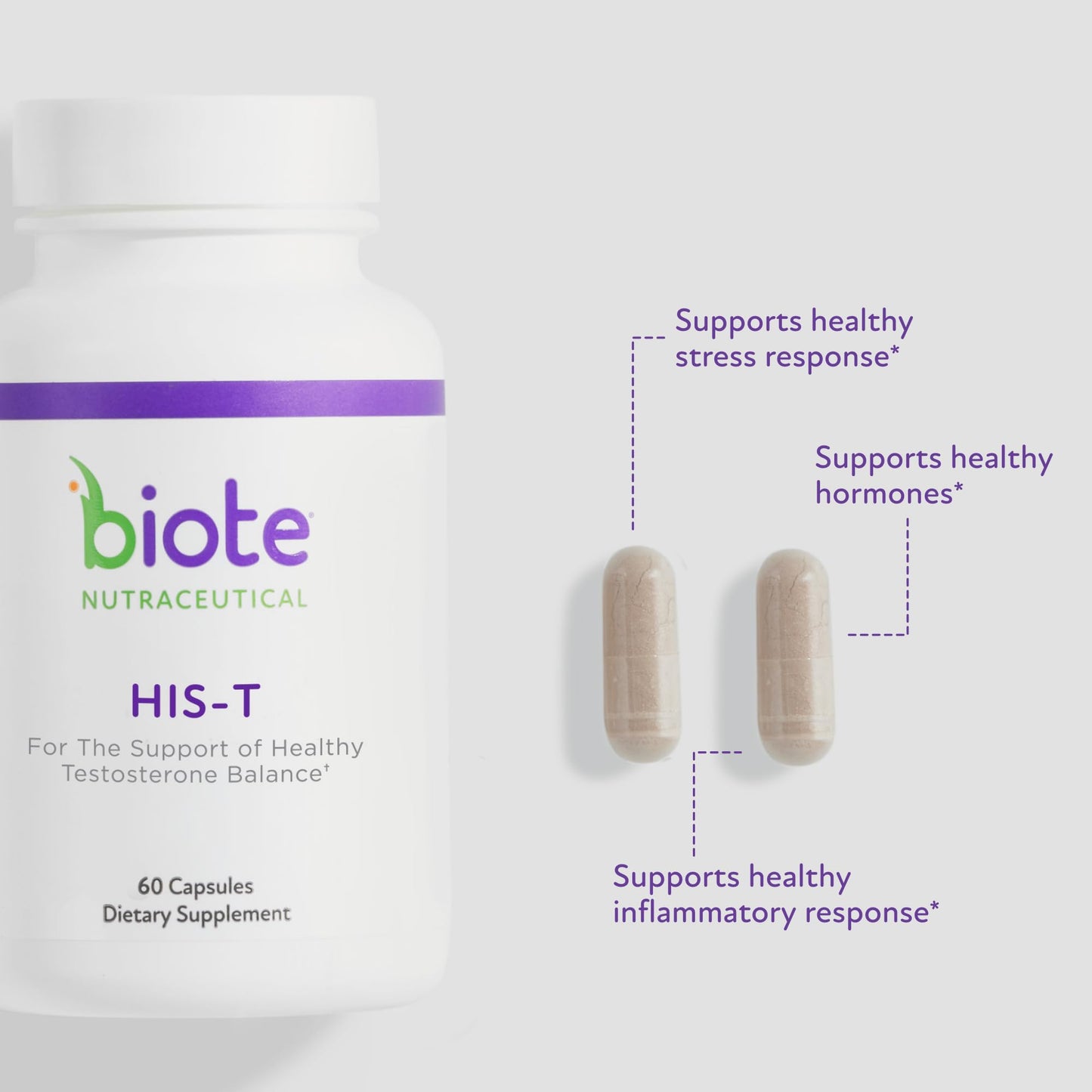 Biote HIS-T Healthy Testosterone Balance Support for Men, 60 Capsules