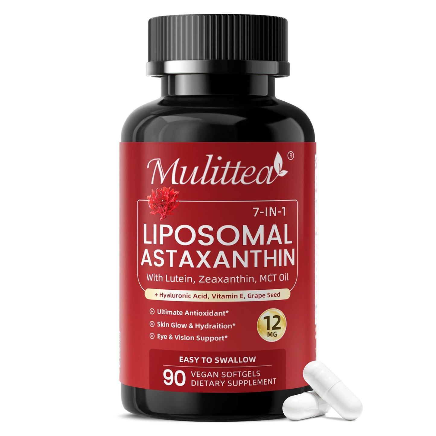 Mulittea Astaxanthin Supplements 12mg Capsules 60 Count