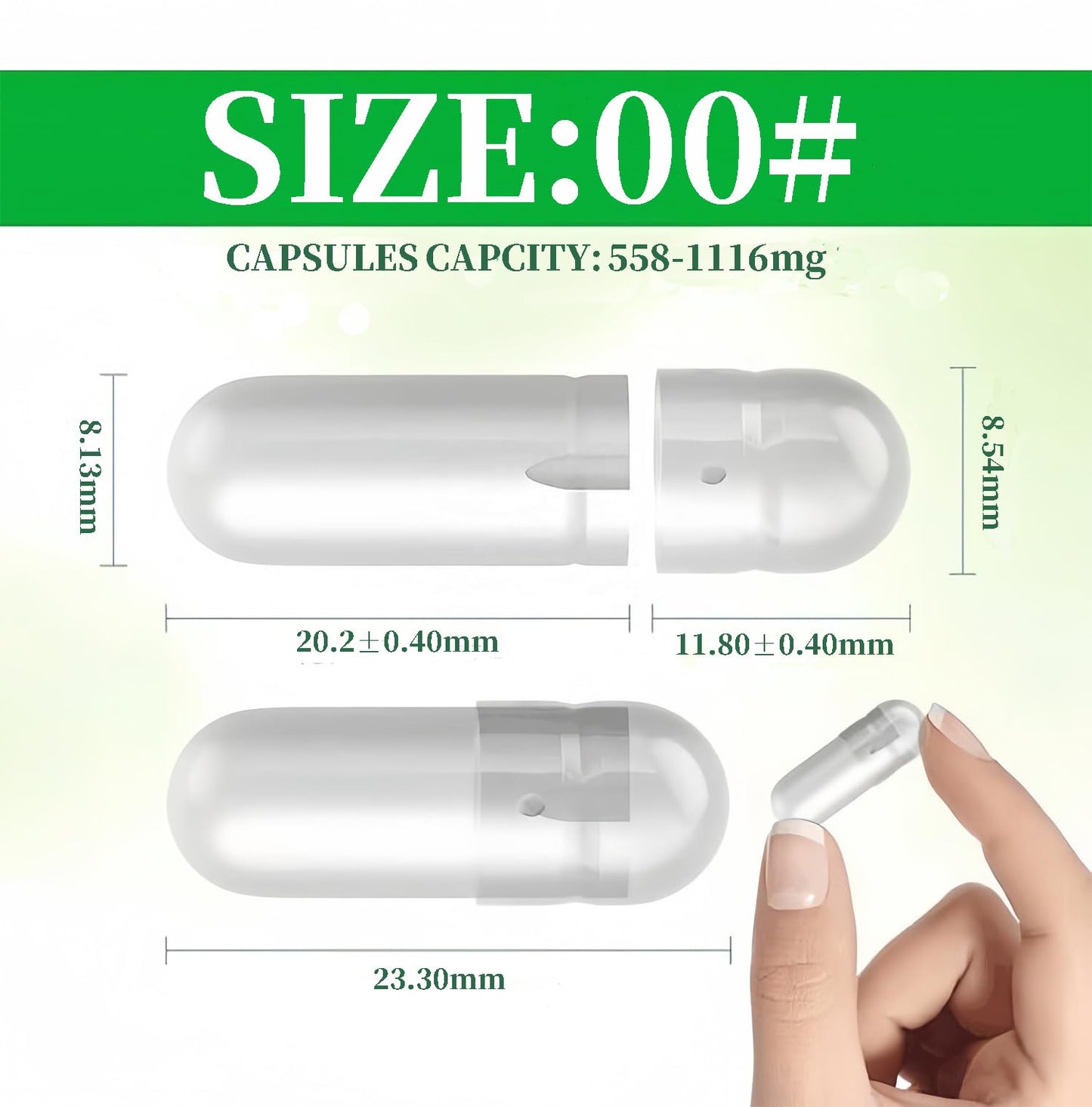 Generic Vegan Empty Capsules Size 00, Clear HPMC Capsules, 1000 Count