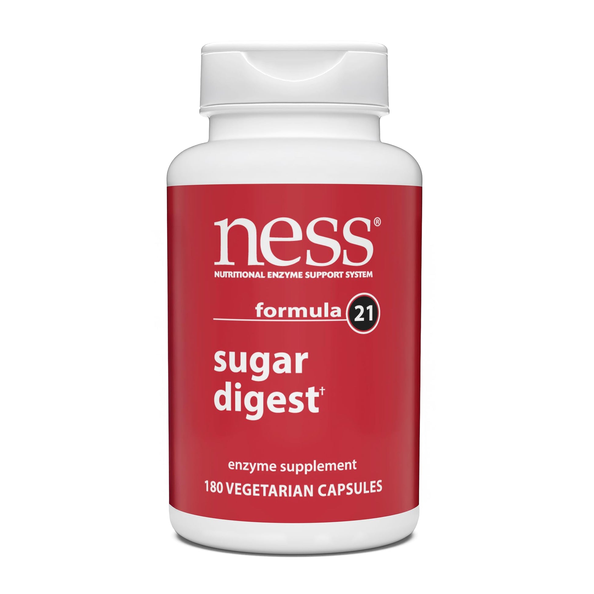 NESS Sugar Digest Multi-Enzyme Digestive Supplement, 180 Vegetarian Capsules
