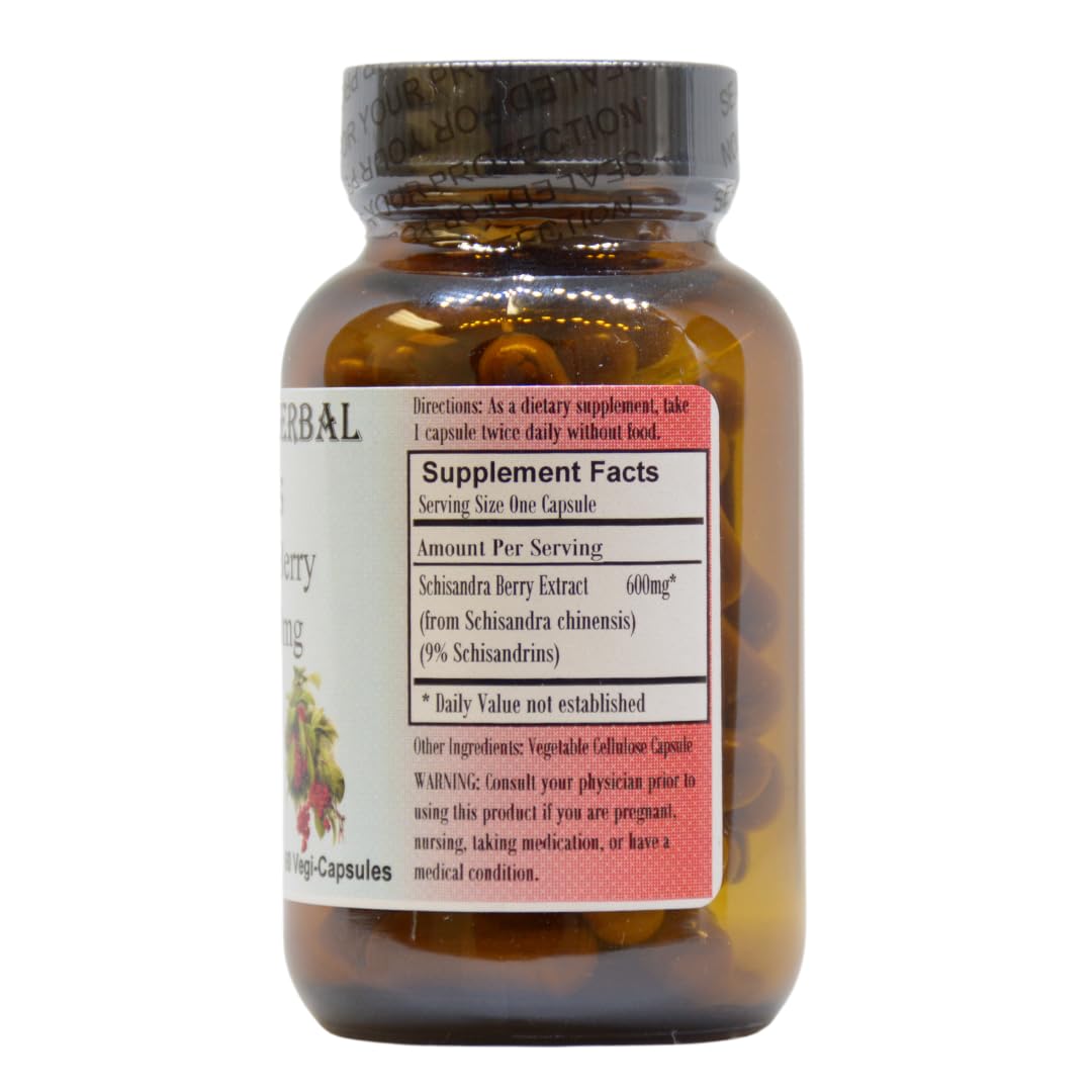 Barlowe's Herbal Elixirs Schisandra Berry Extract 9% Schisandrins 600mg per Capsule, 60 Veggie Capsules