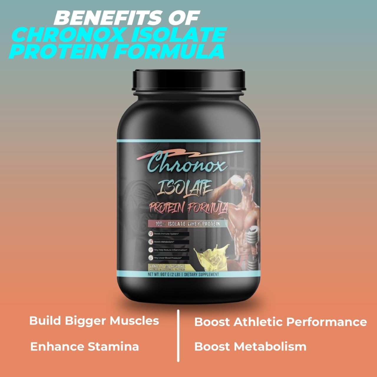 Chronox Isolate Whey Protein Powder Vanilla Flavor, 2 lb, 1 Pack