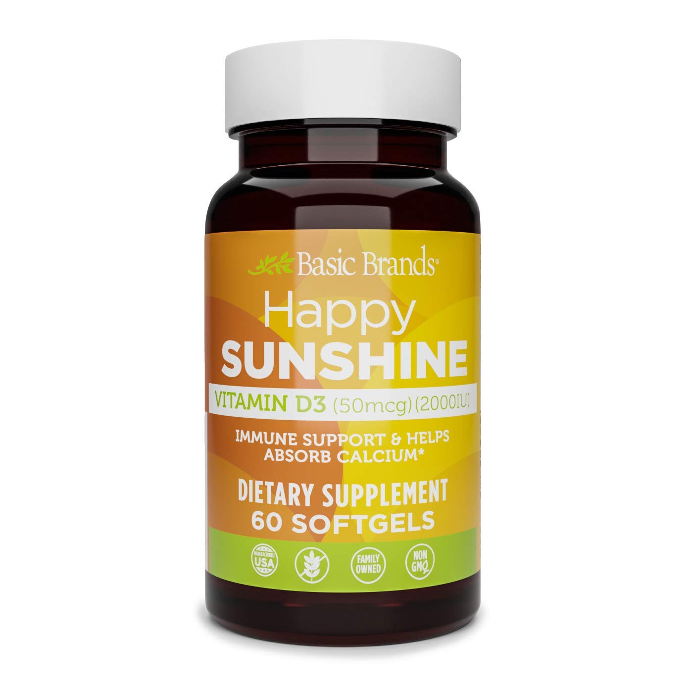 Basic Brands Happy Sunshine Vitamin D3 Softgel 60 Softgels