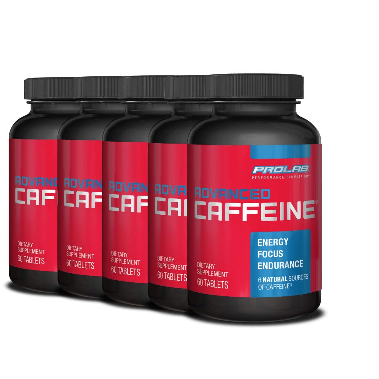 ProLab Caffeine 200mg, Green Tea Extract, Energy & Focus Tablets, 60 Tablets (Pack of 5)
